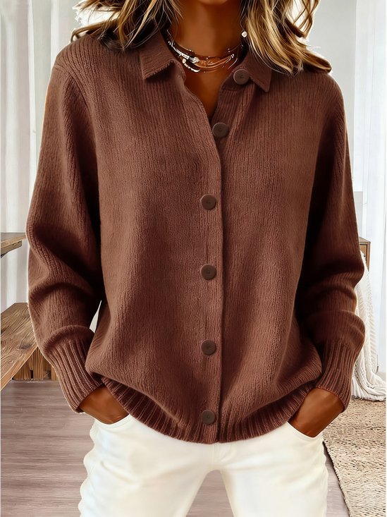 Women Plain Long Sleeve Comfy Casual Cardigan