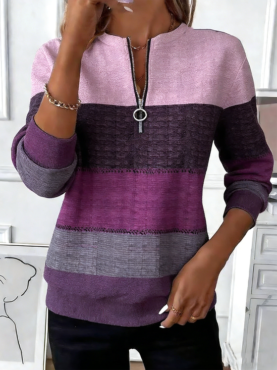 Vintage Crew Neck Striped Sweatshirt