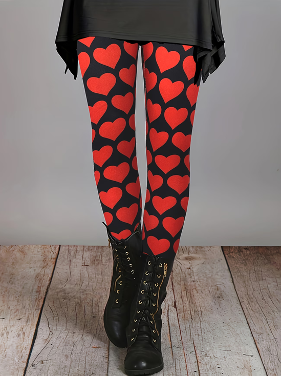 Women Heart/Cordate Casual All Season Printing Long Leggings