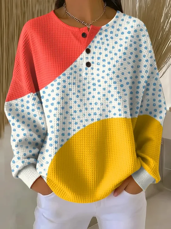 Casual Crew Neck Abstract Sweatshirt Printing