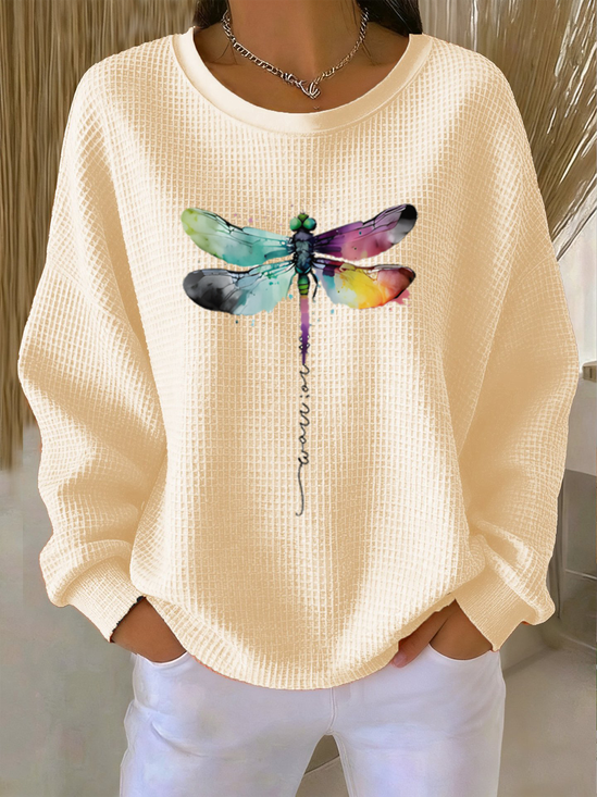 Casual Butterfly Crew Neck Long Sleeve T-shirt