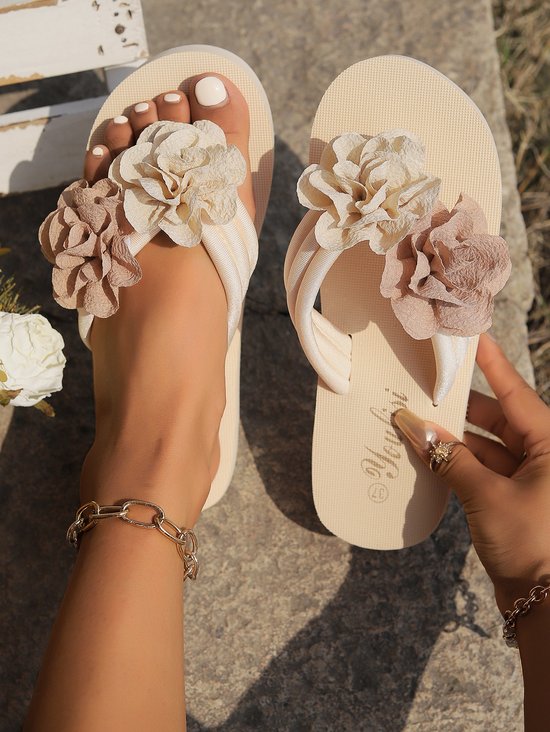 Casual Plain Slip On Block Heel Thong Sandals