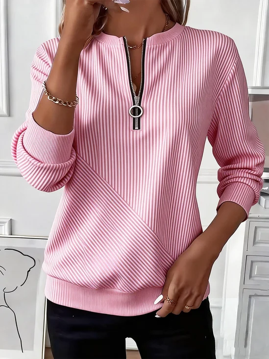 Vintage Crew Neck Striped Sweatshirt