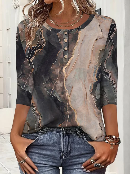 Casual Striped Crew Neck Long Sleeve T-shirt