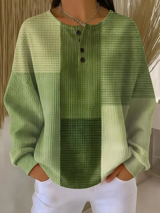 Casual Crew Neck Abstract Sweatshirt Printing