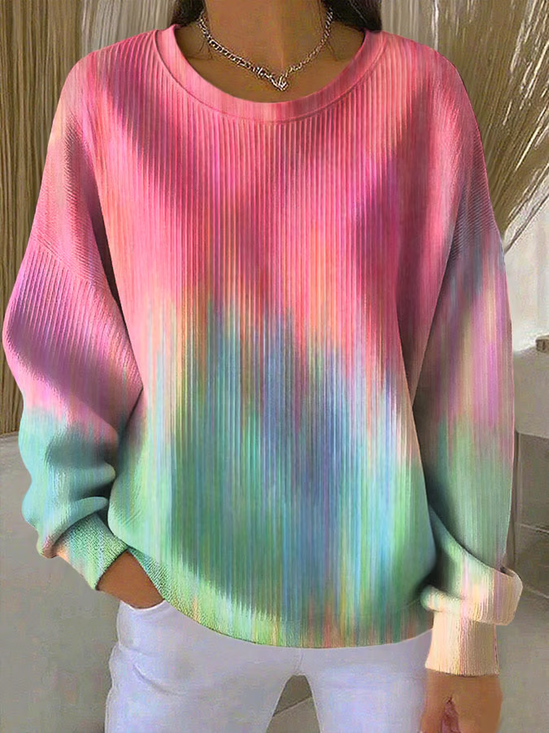 Casual Crew Neck Abstract Sweatshirt Printing