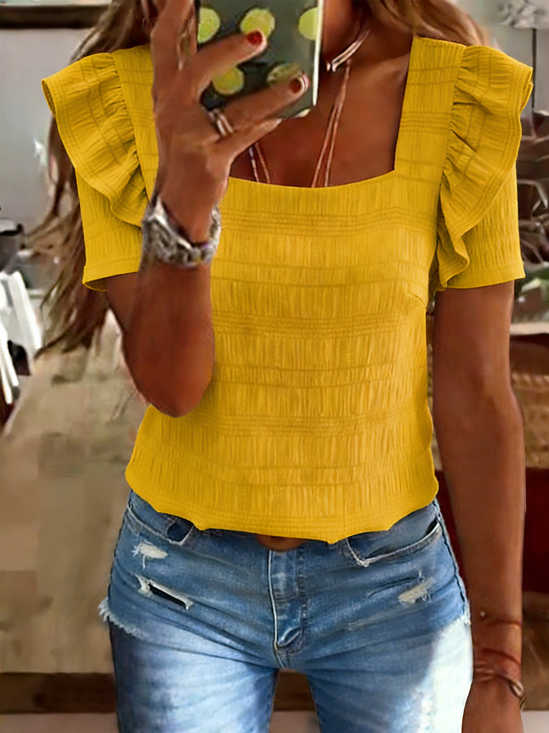 Elegant Plain Cap Sleeve T-shirt