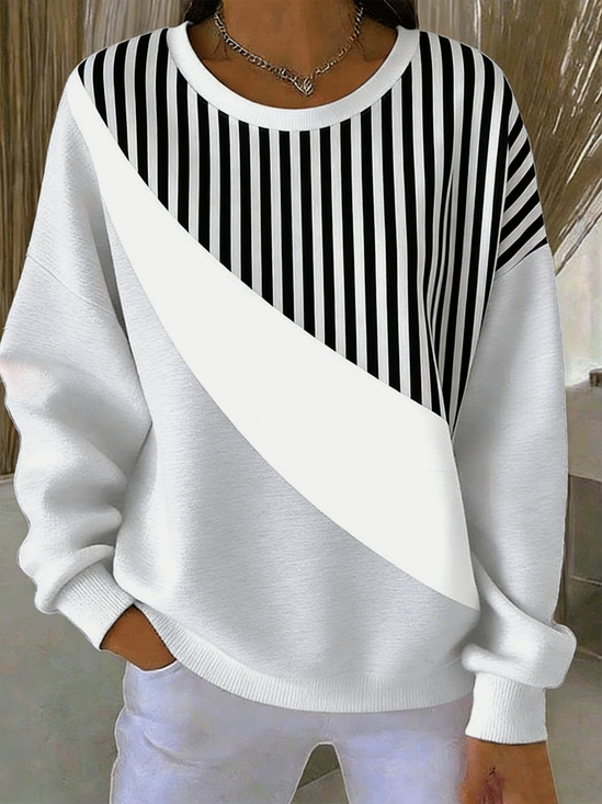 Vintage Crew Neck Striped Sweatshirt