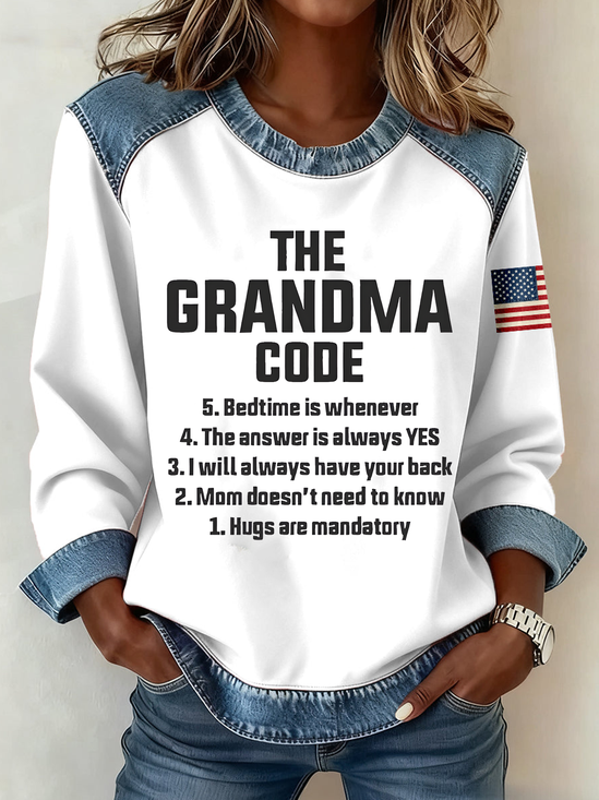 Casual Shawl Collar Letter Pattern Sweatshirt