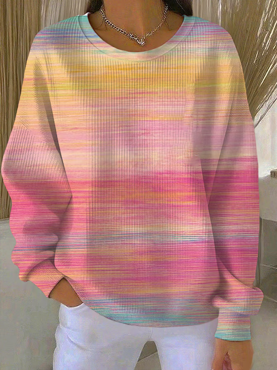 Casual Crew Neck Abstract Sweatshirt Printing