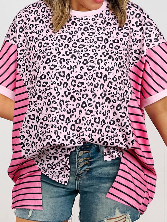 Casual Striped Crew Neck Short Sleeve T-shirt