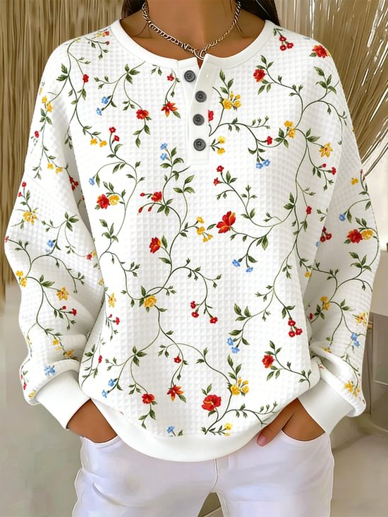 Casual Floral Sweatshirt