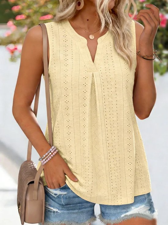 Casual V Neck Plain Tank Top