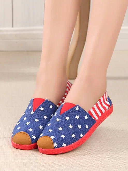 Casual America Flag Slip On Flat Heel Shallow Shoes