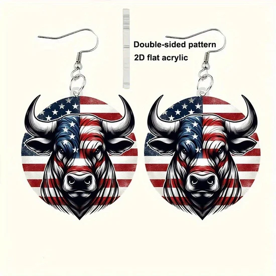 American Flag  Acrylic Material Eagle Old Gloray Earrings