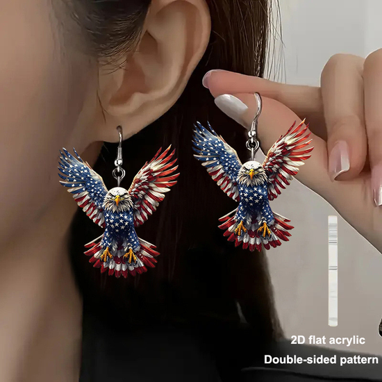 American Flag  Acrylic Material Eagle Old Gloray Earrings