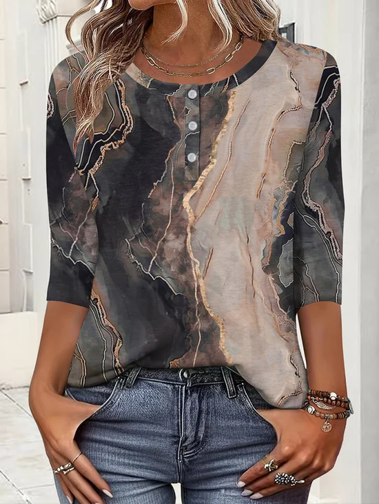 Casual Striped Crew Neck Long Sleeve T-shirt