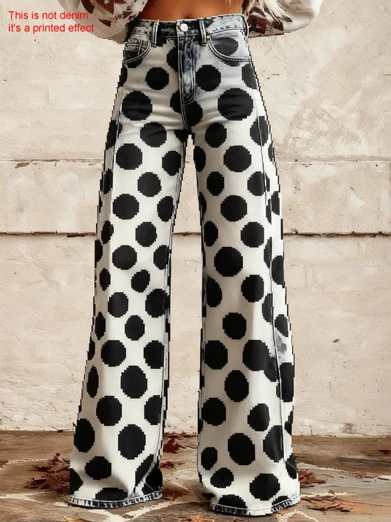 Women Polka Dots Long Pants Vintage Spring/Fall Trousers
