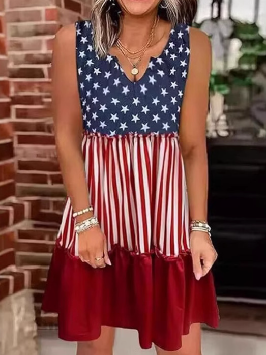 Women Independence Day (Flag) Summer Dress Sleeveless A-Line Dress