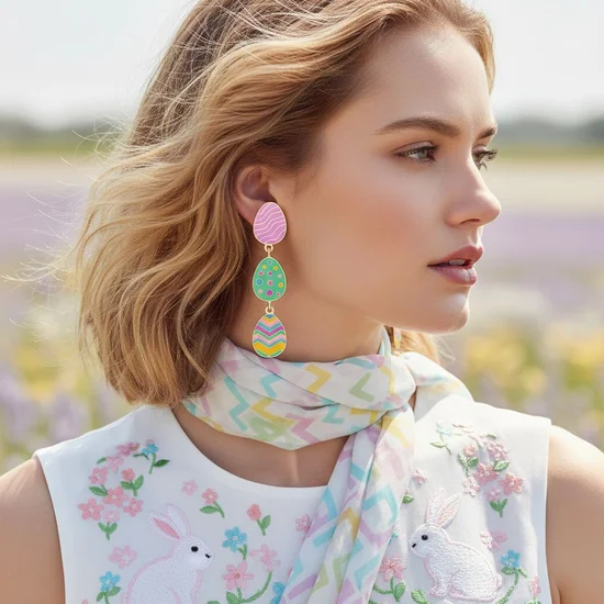 Colorful Easter Egg Material Earrings