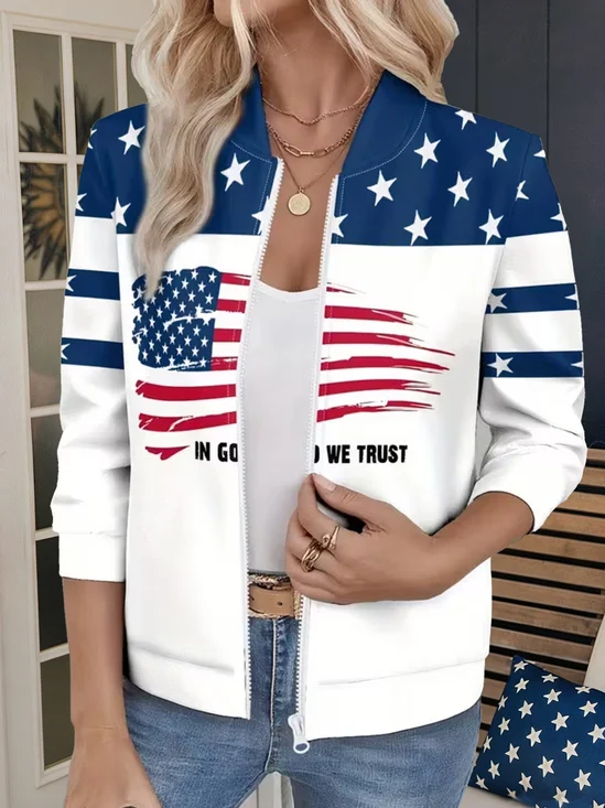 Women Spring/Fall Outerwear Casual Plaid Long Sleeve Crew Neck Jacket