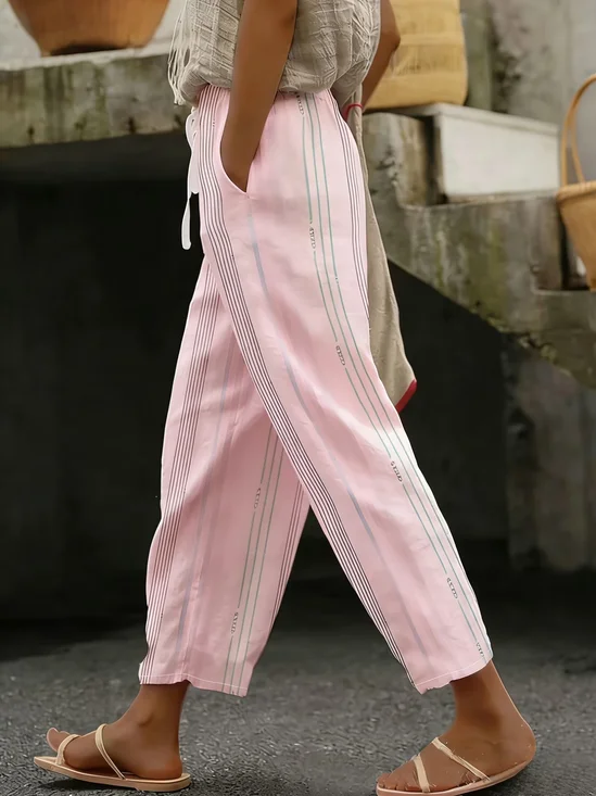Women Striped Ankle Pants Pants Casual Spring/Fall Trousers