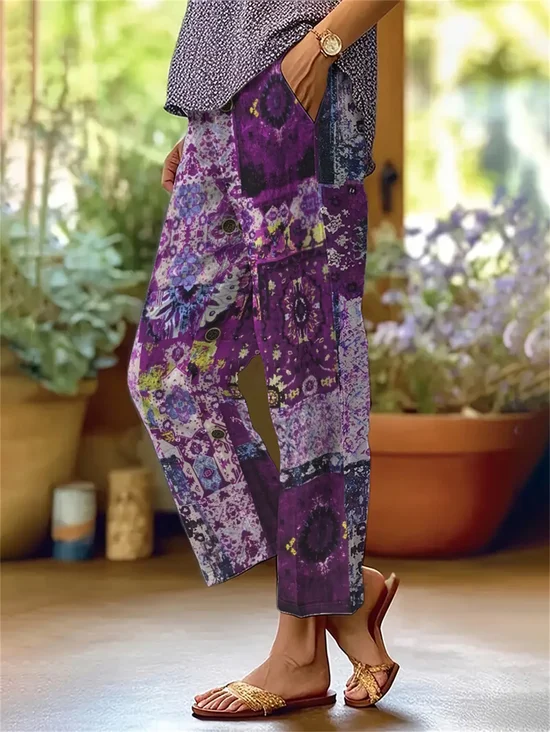 Women Ethnic Geometry Ankle Pants Pants Casual Spring/Fall Trousers