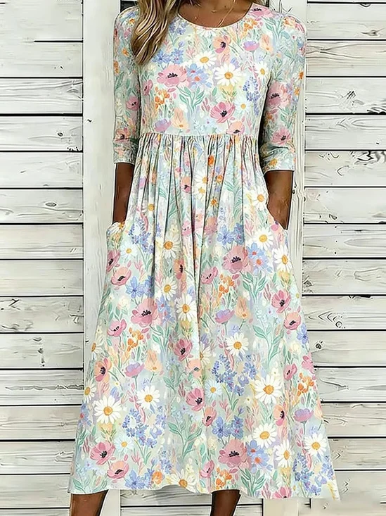 Women
                      Floral Summer Dress Crew Neck Half Sleeve A-Line
                      Dress