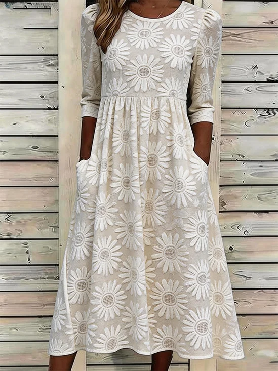 Women Floral Summer Dress
                                        Crew Neck Half Sleeve A-Line
                                        Dress