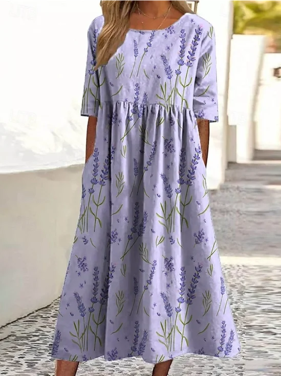 Women Floral Summer Dress
                                        Crew Neck Half Sleeve A-Line
                                        Dress
