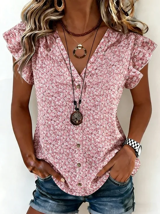 Vintage Ditsy Floral Cap Sleeve T-shirt