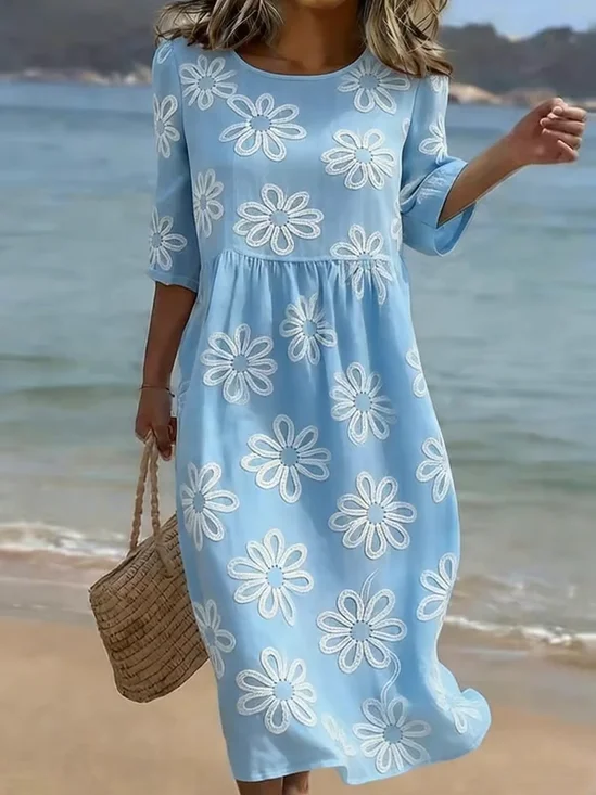 Women Floral Summer Dress
                                        Crew Neck Half Sleeve A-Line
                                        Dress