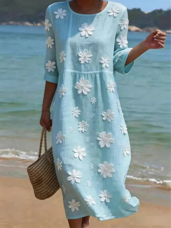 Women Floral Summer Dress
                                        Half Sleeve A-Line Dress