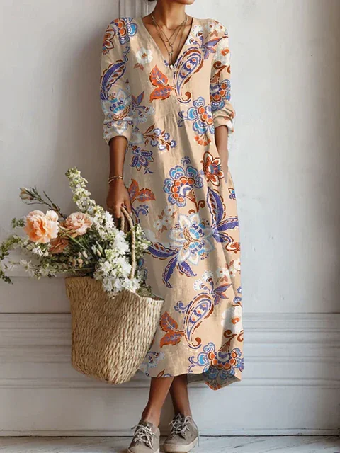 Women Floral Summer Dress Crew
                                    Neck Half Sleeve H-Line Dress