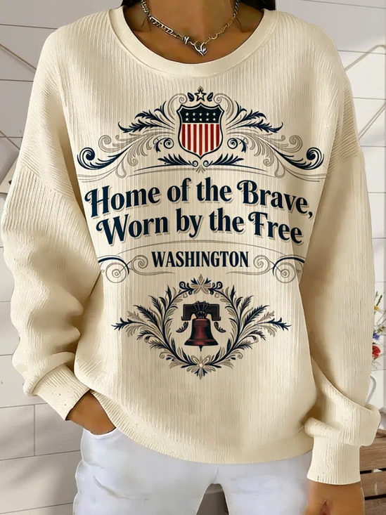 Vintage Crew Neck Text Letters Sweatshirt