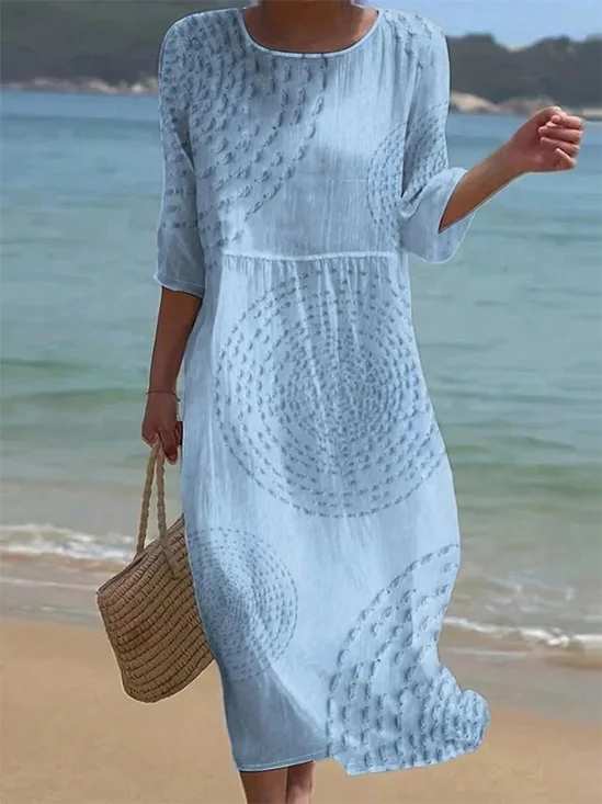 Women 3D Printing Summer Dress
                                    Half Sleeve A-Line Dress