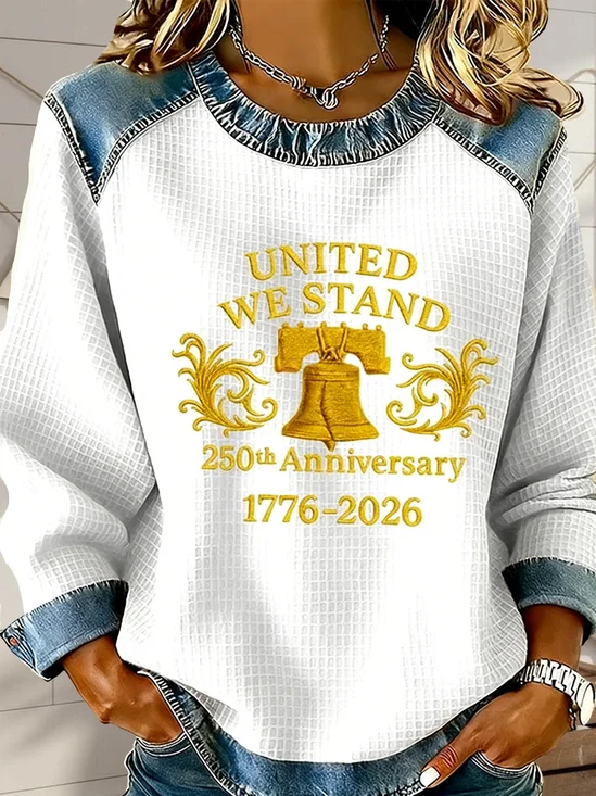 Casual Crew Neck Color Block Sweatshirt