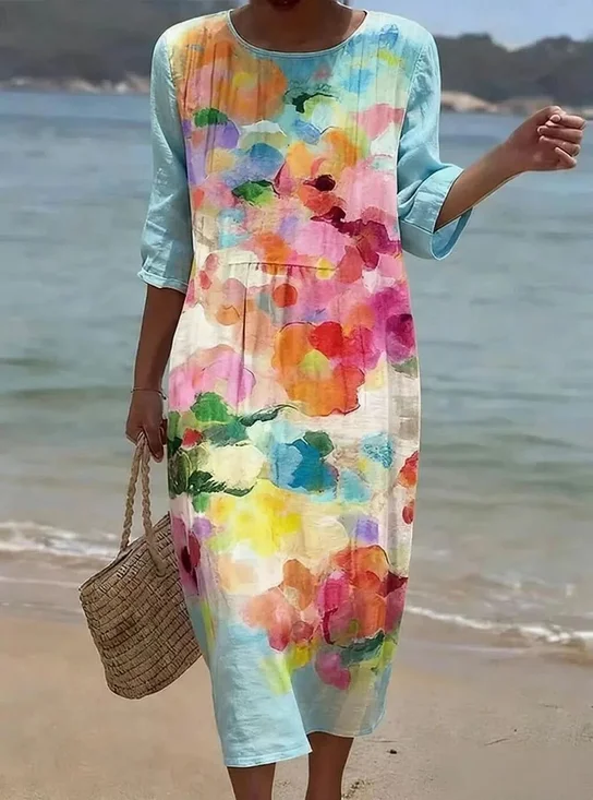 Women Floral Summer Dress
                                        Half Sleeve A-Line Dress
