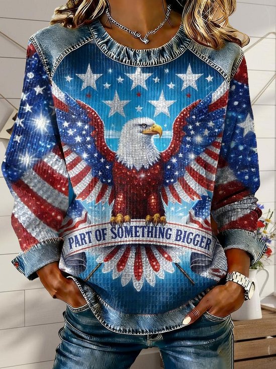 Casual Crew Neck Color Block Sweatshirt