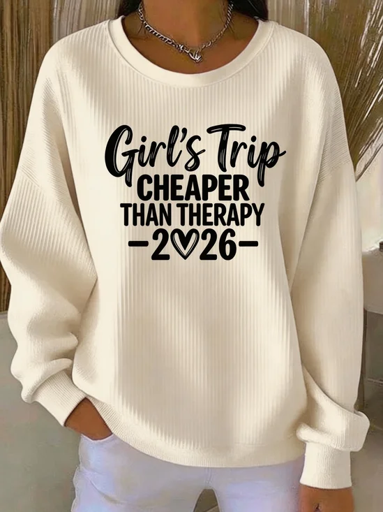 Casual Crew Neck Letter Pattern Sweatshirt