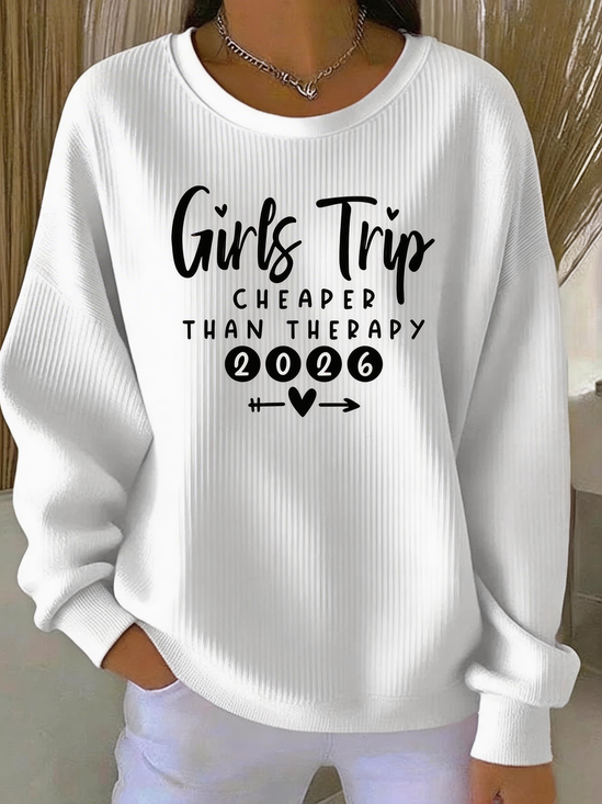Casual Crew Neck Letter Pattern Sweatshirt