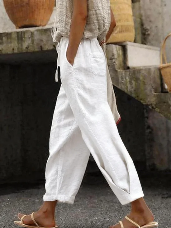 Women Plain Long Pants Vintage Spring/Fall Trousers