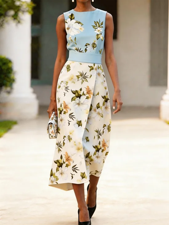 Women Floral Summer Dress
                                        Sleeveless A-Line Dress