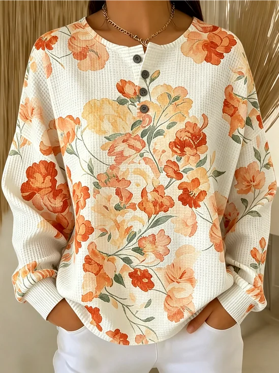 Casual Floral Sweatshirt