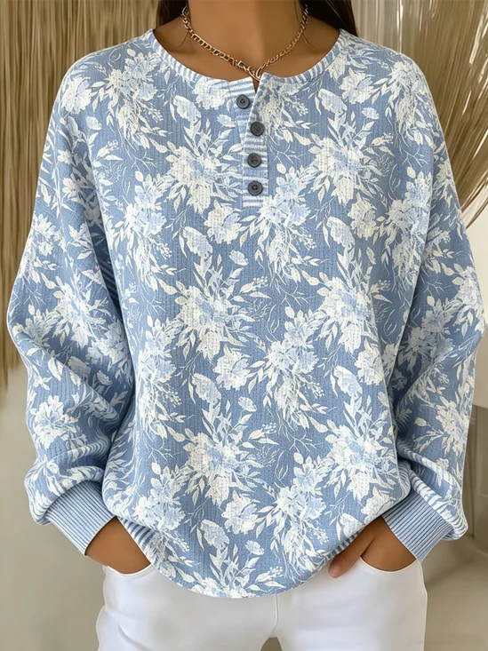 Casual Floral Sweatshirt