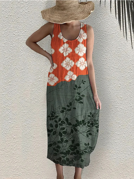 Women
                      Floral Summer Dress Crew Neck Sleeveless Tank
                      H-Line Dress