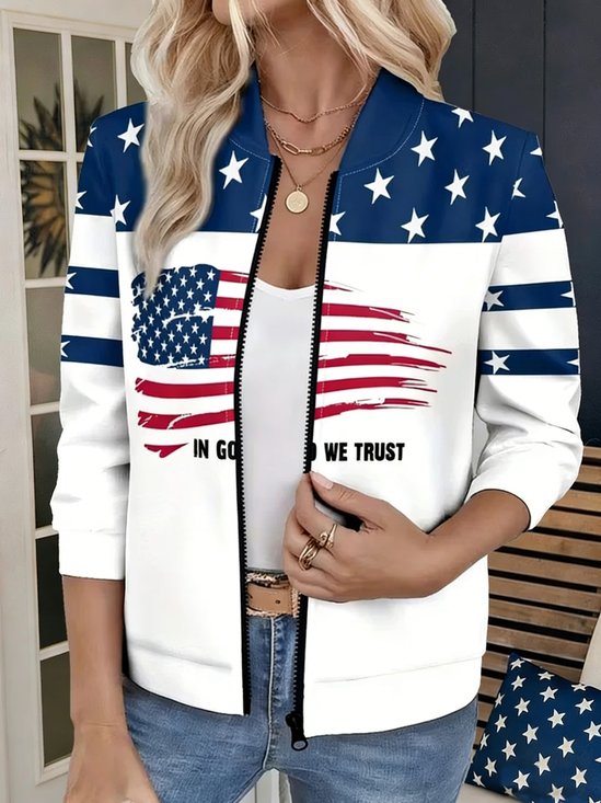 Women Spring/Fall Outerwear Casual Plaid Long Sleeve Crew Neck Jacket