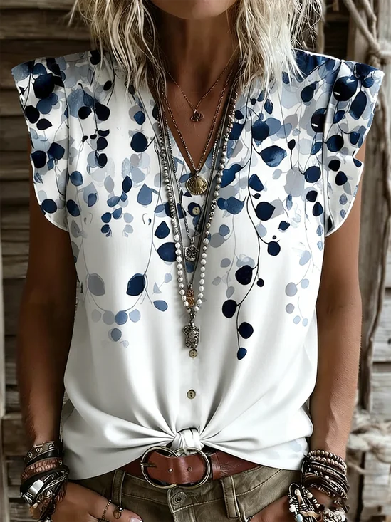 Vintage Ditsy Floral Cap Sleeve T-shirt
