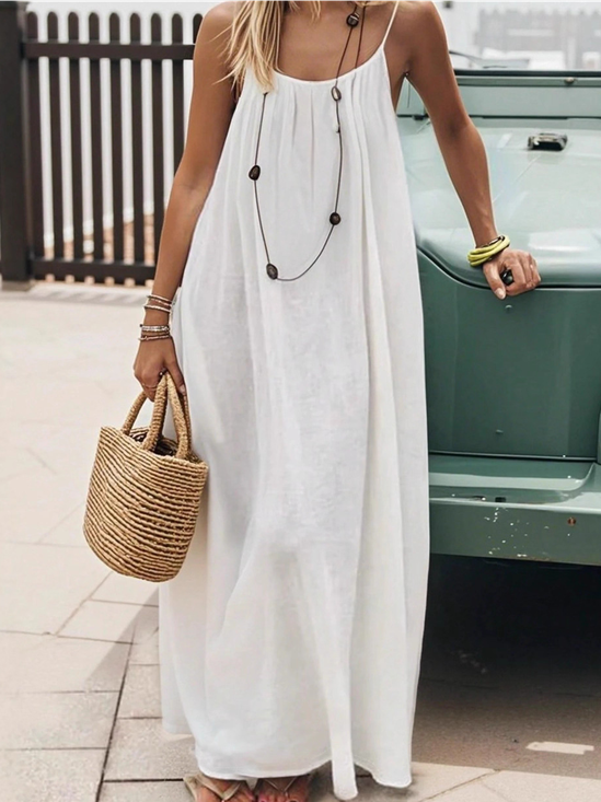 Women Plain Summer Dress
                                    Sleeveless H-Line Dress