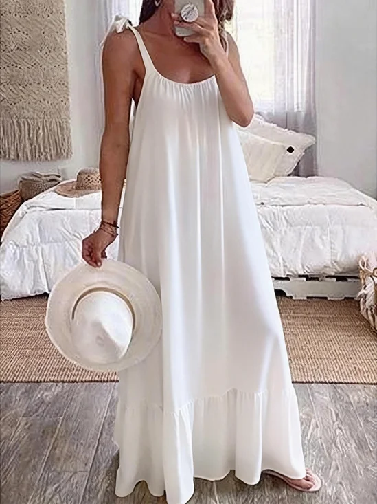 Women Plain Summer Dress
                                    Sleeveless A-Line Dress